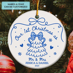 First Christmas as One - Personalized Ceramic Ornament - Christmas Gift For Couple, Newlyweds, Wife, Husband