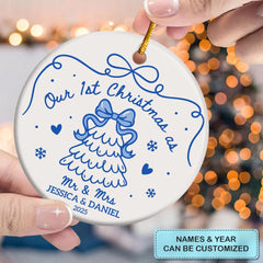 First Christmas as One - Personalized Ceramic Ornament - Christmas Gift For Couple, Newlyweds, Wife, Husband