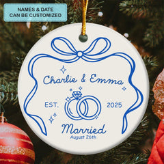 Where The Rings Met Forever - Personalized Ceramic Ornament - Christmas Gift For Couple, Husband, Wife