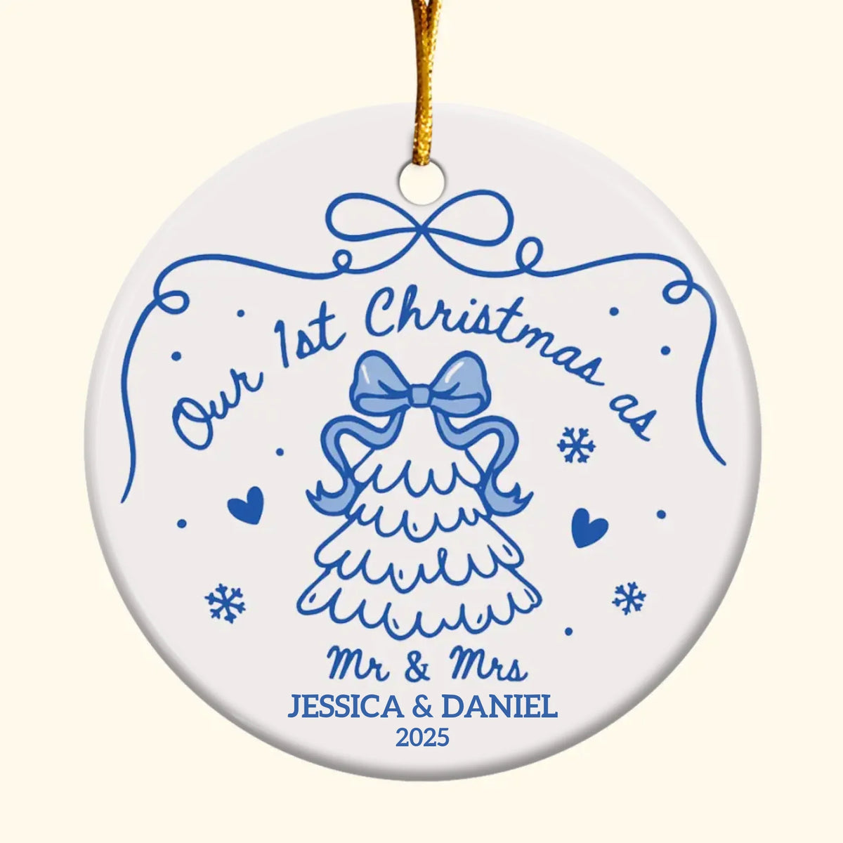 First Christmas as One - Personalized Ceramic Ornament - Christmas Gift For Couple, Newlyweds, Wife, Husband