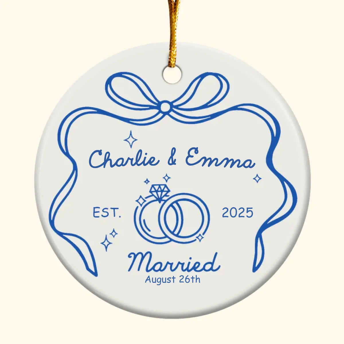 Where The Rings Met Forever - Personalized Ceramic Ornament - Christmas Gift For Couple, Husband, Wife