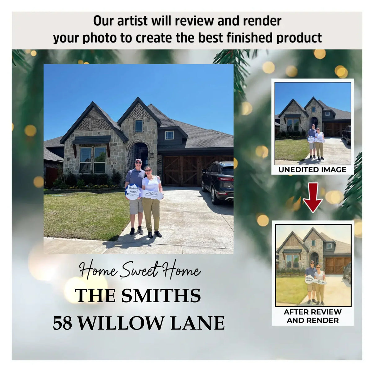 Watercolor Dwelling - Ceramic Ornament - Christmas Gift For Famliy Members AGP0HT039