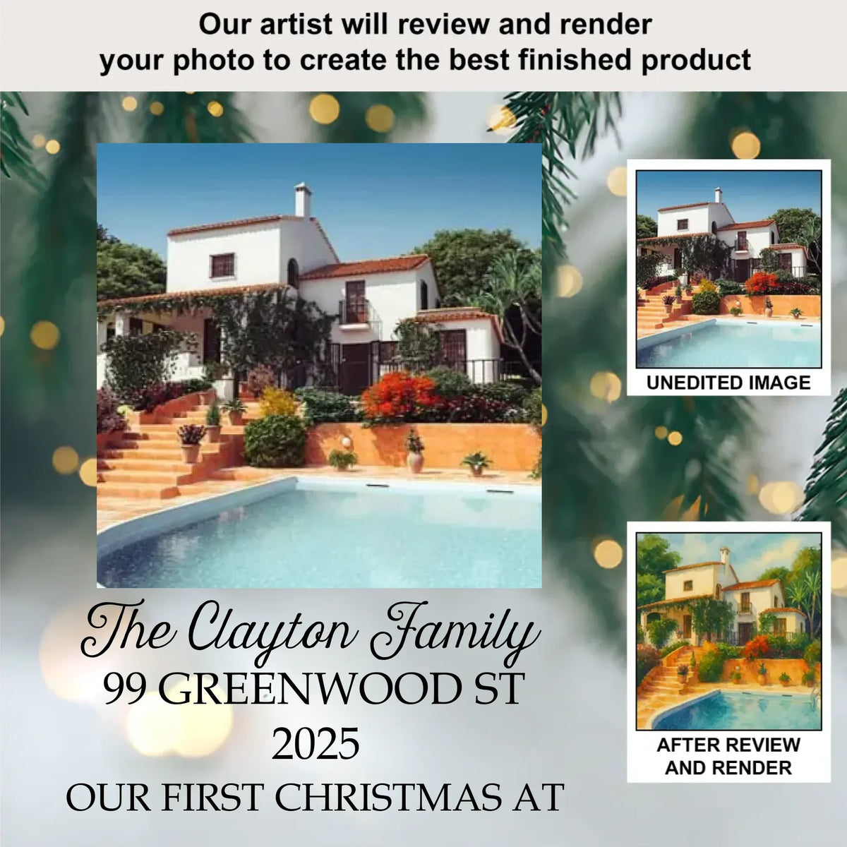 Watercolor House Keepsake - Ceramic Ornament - Christmas Gift For Family Members - AGP0QQ054
