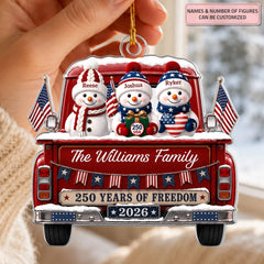 Snowman Family - Personalized Custom Shape Mica Ornament - Christmas Gift for Family CLATH001