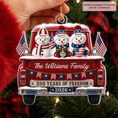 Snowman Family - Personalized Custom Shape Mica Ornament - Christmas Gift for Family CLATH001