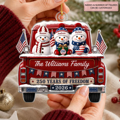 Snowman Family - Personalized Custom Shape Mica Ornament - Christmas Gift for Family CLATH001