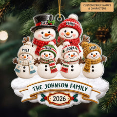 Snowman - Personalized Custom Shape Mica Ornament - Christmas Gift for Family CLANT001
