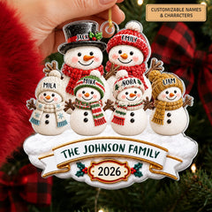 Snowman - Personalized Custom Shape Mica Ornament - Christmas Gift for Family CLANT001