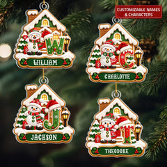 Snowman Letter Christmas - Personalized Custom Shape Mica Ornament - Christmas Gift For Family