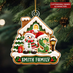 Snowman Letter Christmas - Personalized Custom Shape Mica Ornament - Christmas Gift For Family