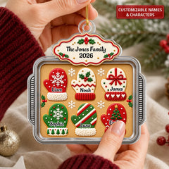 Christmas Mitten Family - Personalized Custom Shape Mica Ornament - Christmas Gift For Family