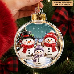 Snowman Bauble - Personalized Custom Shape Mica Ornament - Christmas Gift For Family