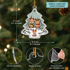 Christmas With Reindeer Family - Personalized Custom Shape Mica Ornament - Christmas Gift For Family