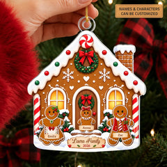 Christmas With Gingerbread Family - Personalized Custom Shape Mica Ornament - Christmas Gift For Family