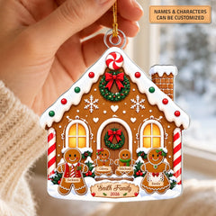 Christmas With Gingerbread Family - Personalized Custom Shape Mica Ornament - Christmas Gift For Family
