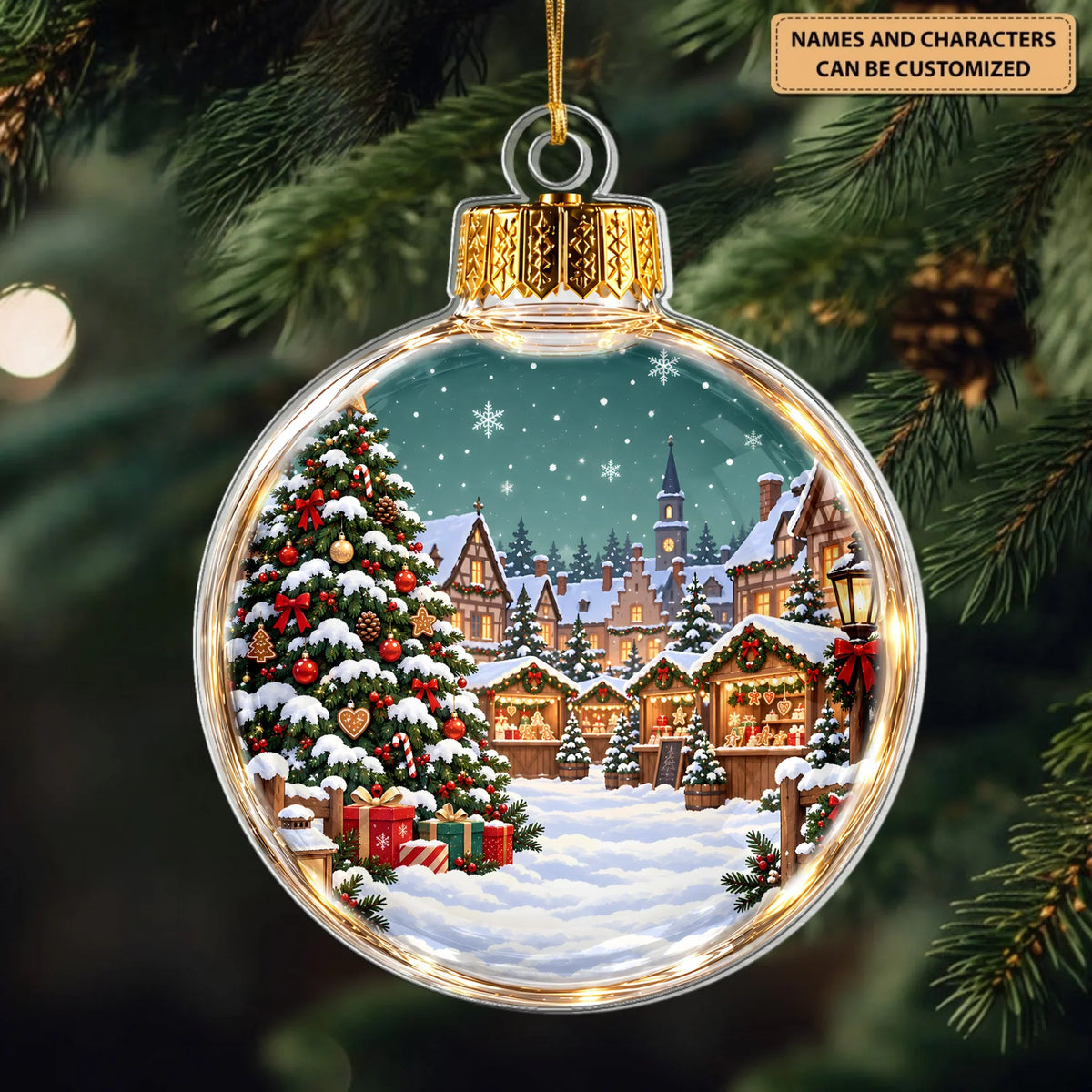 Snowman Bauble - Personalized Custom Shape Mica Ornament - Christmas Gift For Family