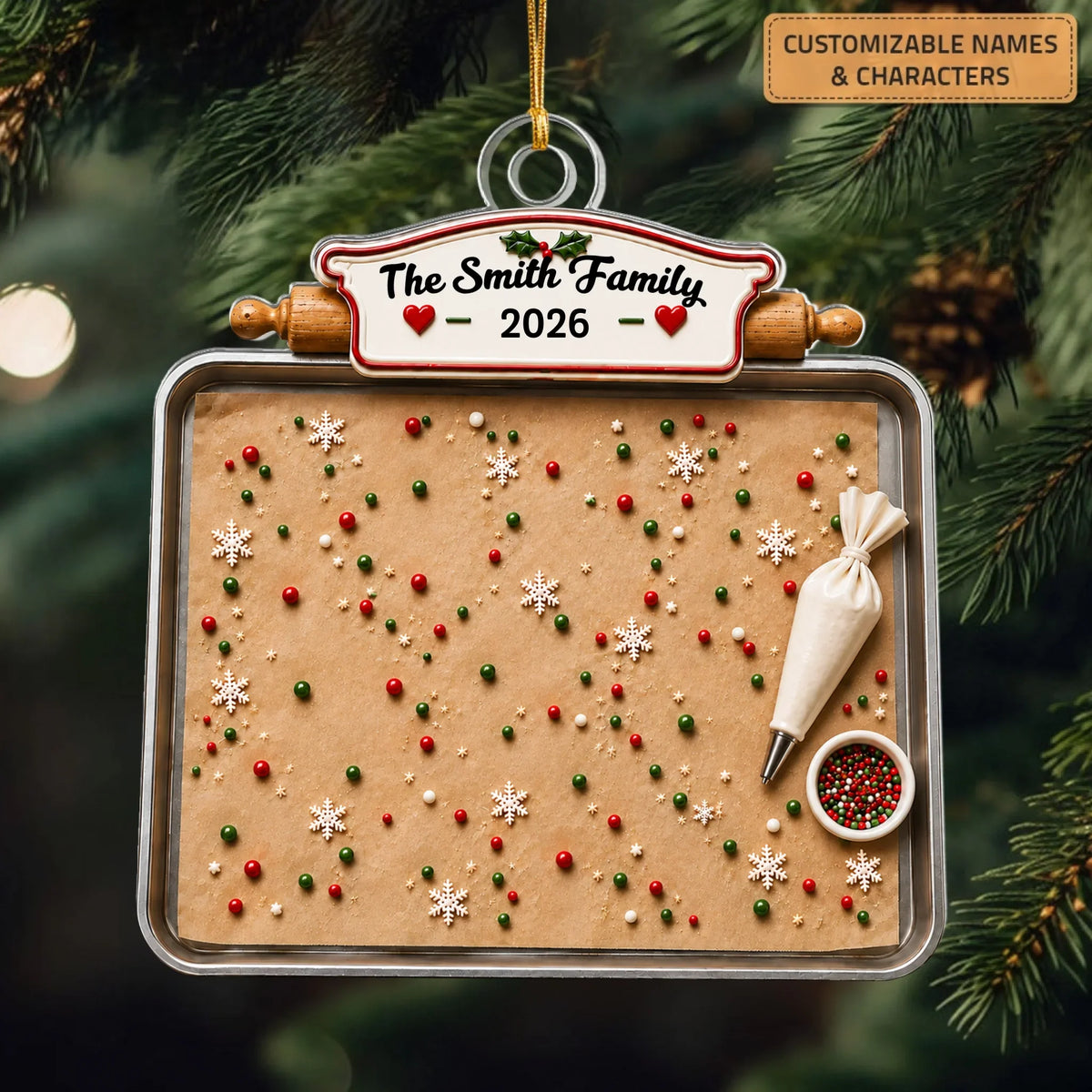 Baking Tray - Personalized Custom Shape Mica Ornament - Christmas Gift For Family