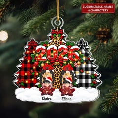 Triple Christmas Tree Family - Personalized Custom Shape Mica Ornament - Christmas Gift For Family