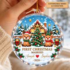 First Christmas Married - Personalized Custom Shape Mica Ornament - Christmas Gift For Couple