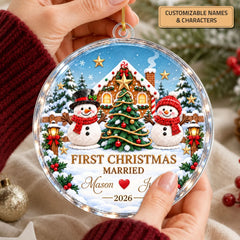 First Christmas Married - Personalized Custom Shape Mica Ornament - Christmas Gift For Couple