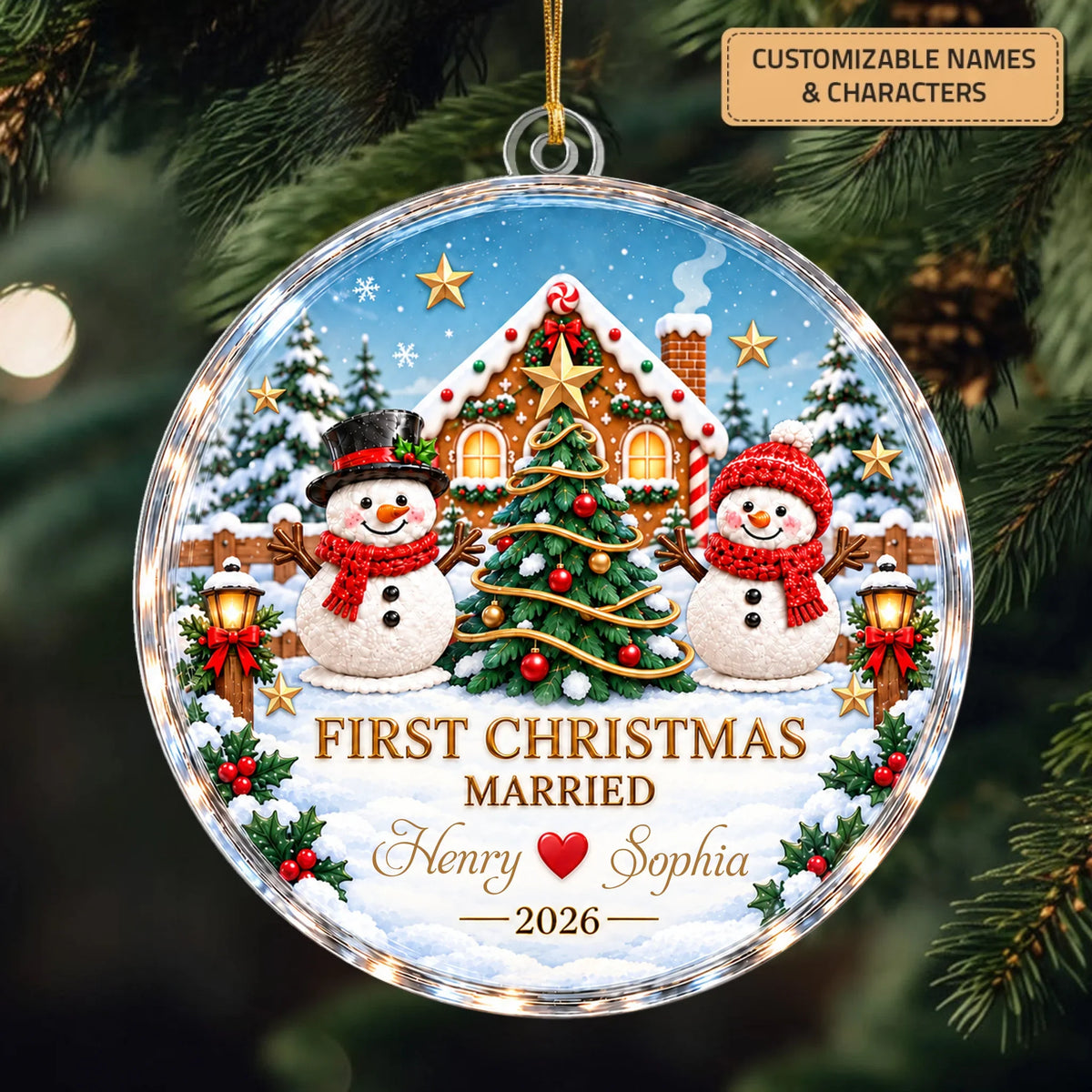 First Christmas Married - Personalized Custom Shape Mica Ornament - Christmas Gift For Couple