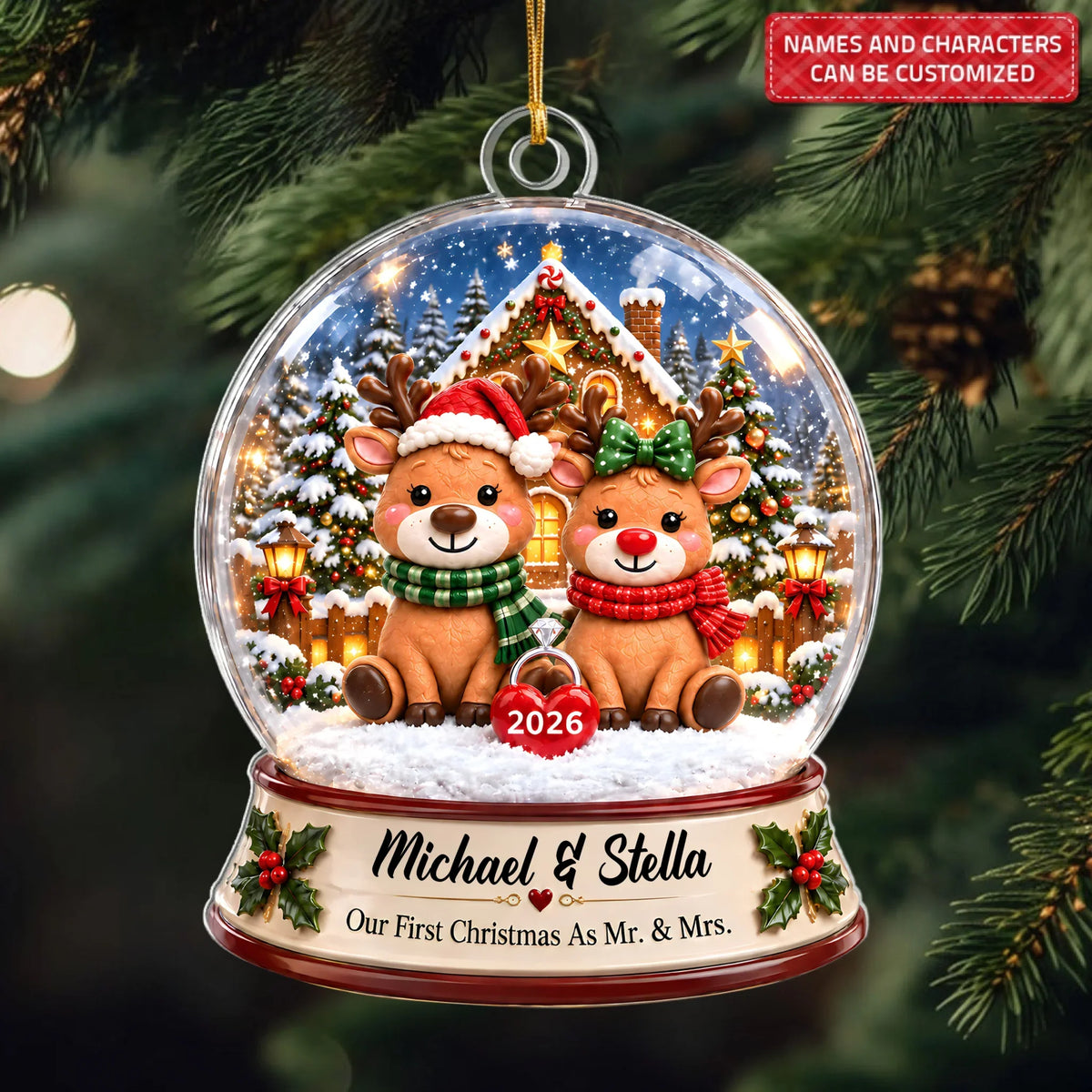 Our First Christmas - Personalized Custom Shape Mica Ornament - Christmas Gift For Couple
