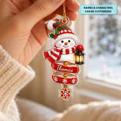 Snowman Spin - Personalized Custom Shape Mica Ornament - Christmas Gift For Family