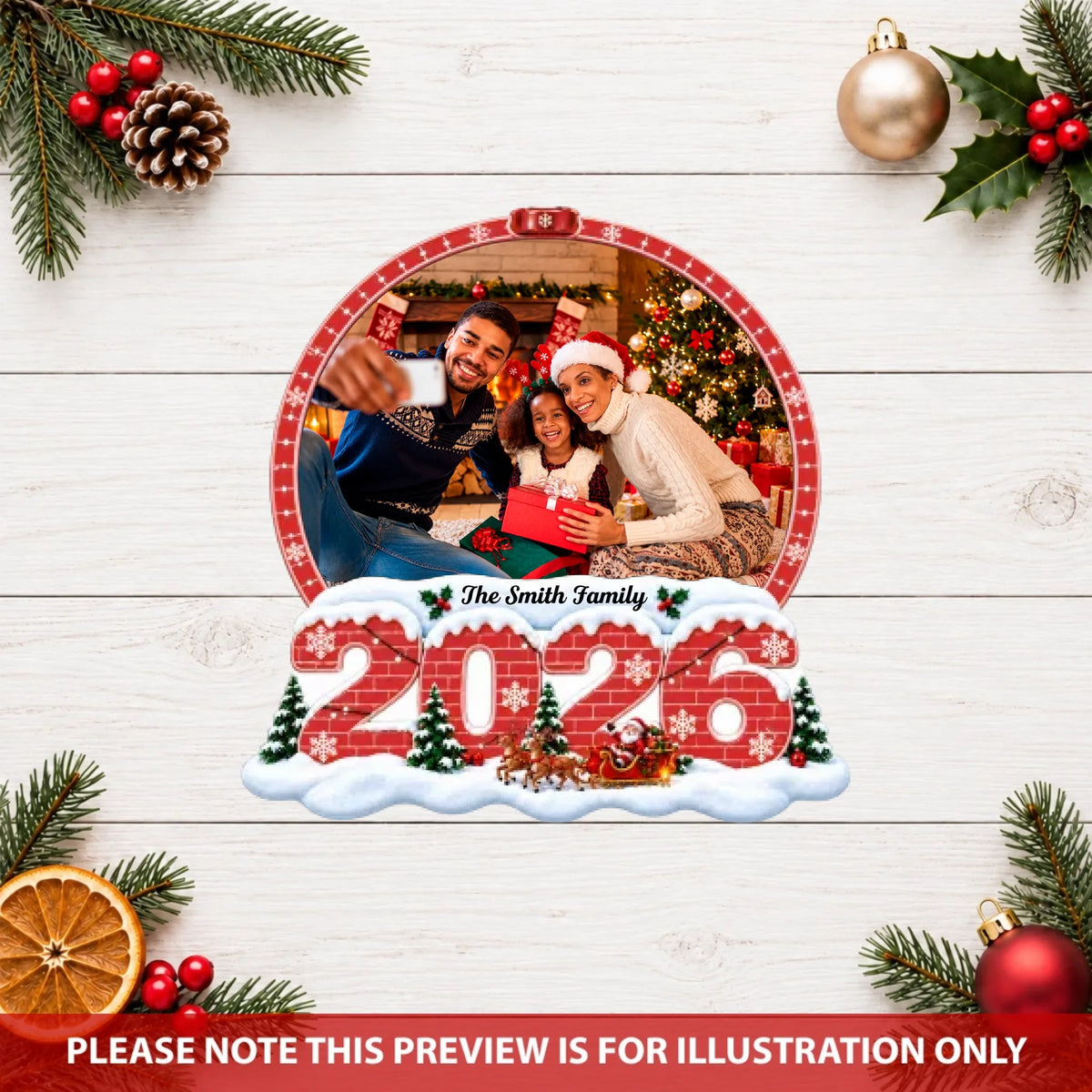 Our Family Christmas - Personalized Custom Shape Mica Ornament - Christmas Gift for Family