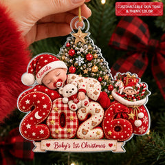 Baby 1st Christmas - Personalized Custom Shape Mica Ornament - Christmas Gift For Family