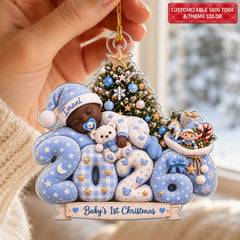 Baby 1st Christmas - Personalized Custom Shape Mica Ornament - Christmas Gift For Family