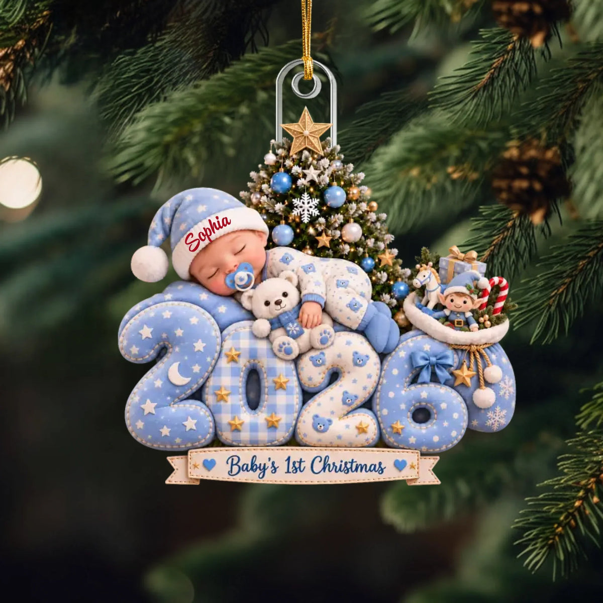 Baby 1st Christmas - Personalized Custom Shape Mica Ornament - Christmas Gift For Family