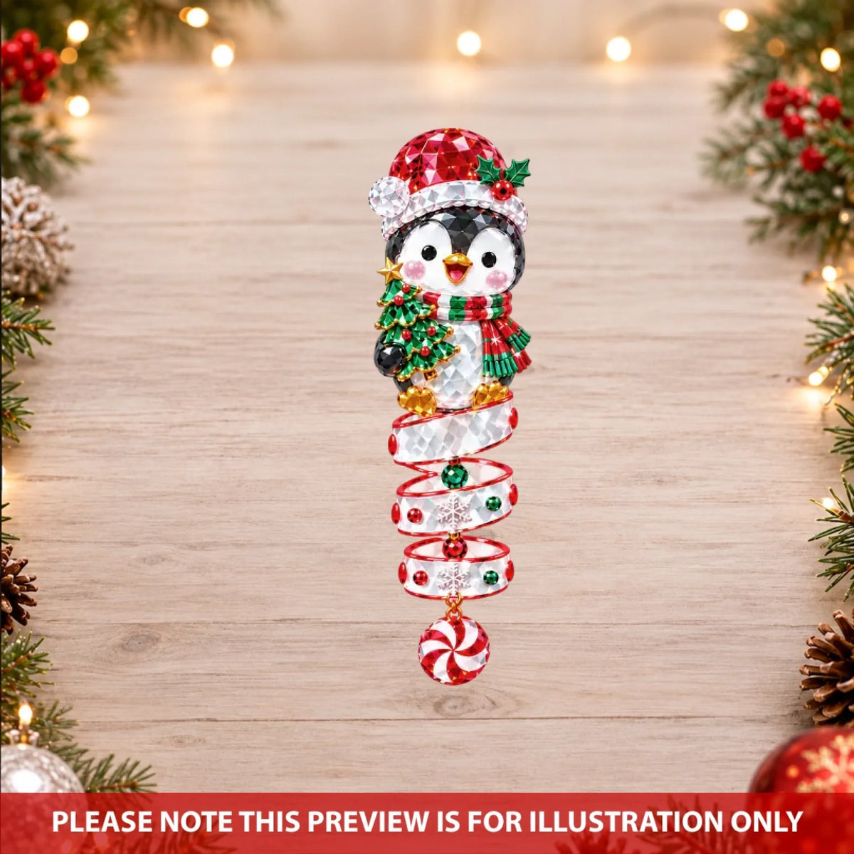 Crystal Penguin Christmas - Personalized Custom Shape Mica Ornament - Christmas Gift For Family