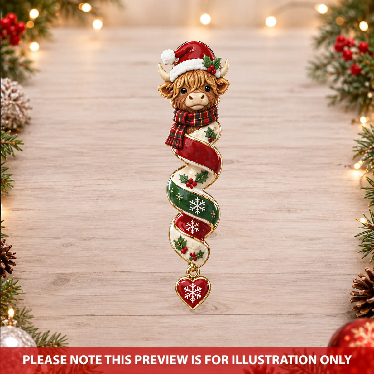Christmas Highland Cow - Pesonalized Custom Shape Mica Ornament - Christmas Gift For Family