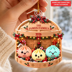 Steam Bun Family - Personalized Custom Shape Mica Ornament - Christmas Gift For Family
