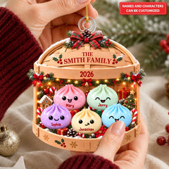 Steam Bun Family - Personalized Custom Shape Mica Ornament - Christmas Gift For Family
