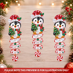 Crystal Penguin Christmas - Personalized Custom Shape Mica Ornament - Christmas Gift For Family