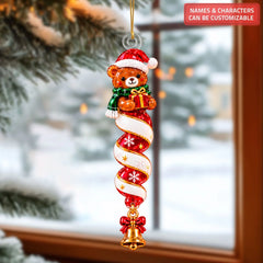 Christmas Bear - Personalized Custom Shape Mica Ornament - Christmas Gift For Family