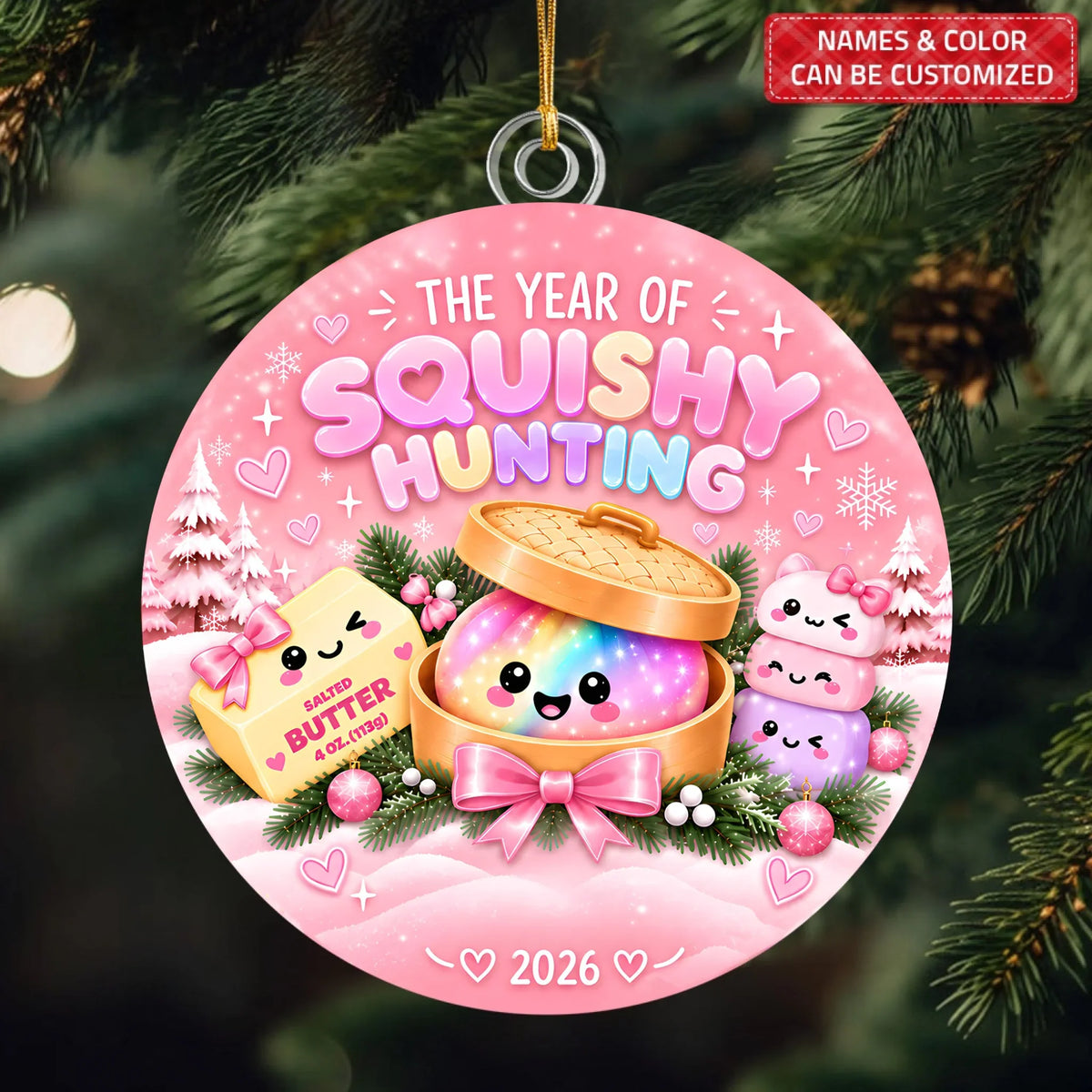 Viral Dumpling Squishy Gift - Personalized Custom Shape Mica Ornament - Christmas Gift For Family