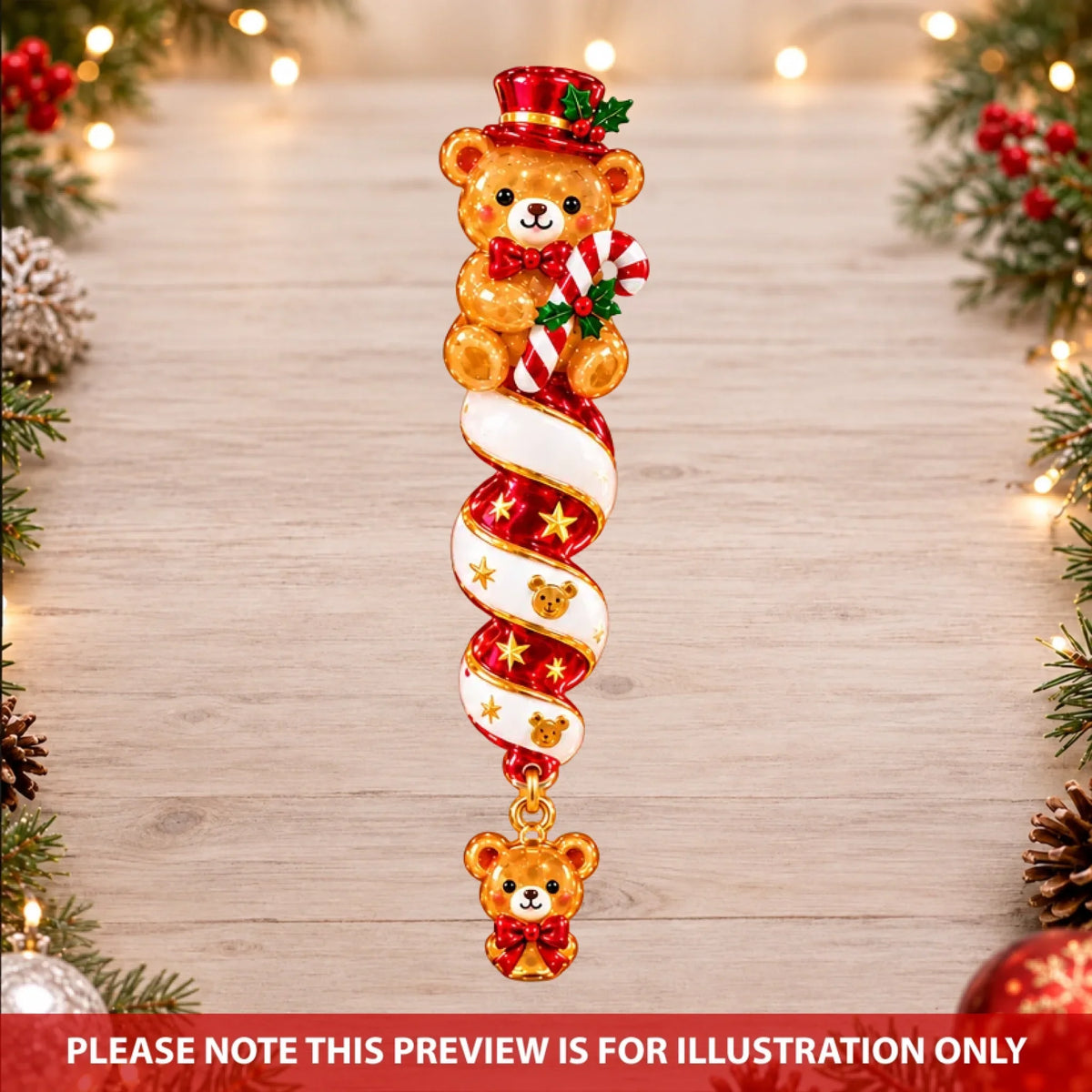 Christmas Bear - Personalized Custom Shape Mica Ornament - Christmas Gift For Family