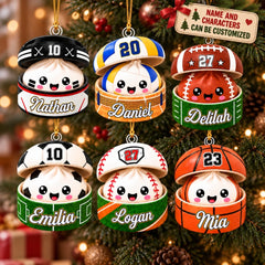 Sports Dumpling Squishy Style - Personalized Custom Shape Mica Ornament - Christmas Gift For Friends, Family