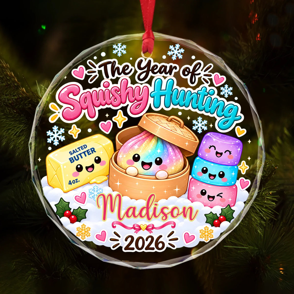The Year Of Squishy Hunting - Glass Ornament - Christmas Gift For Kids, Family