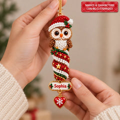 Christmas Spin Owl - Personalized Custom Shape Mica Ornament - Christmas Gift For Family