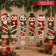 Christmas Spin Owl - Personalized Custom Shape Mica Ornament - Christmas Gift For Family