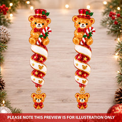 Christmas Bear - Personalized Custom Shape Mica Ornament - Christmas Gift For Family