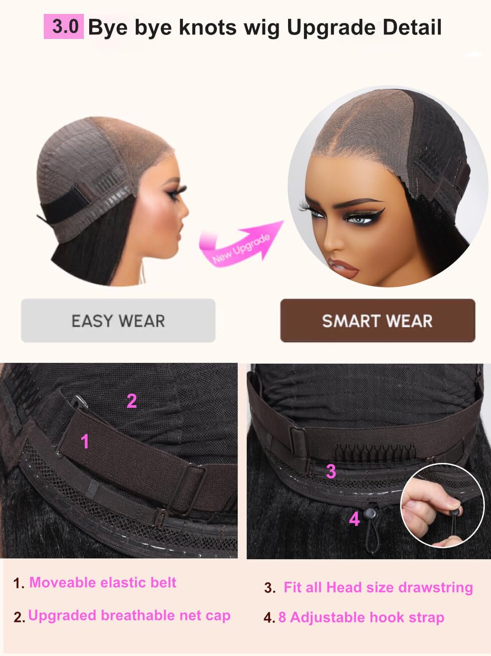 Wig cap adjustment details
