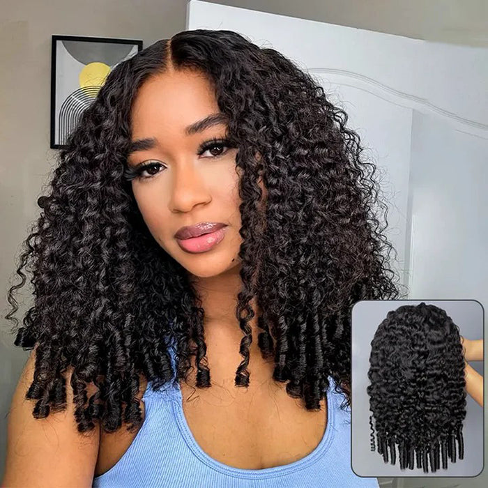 Luxury Burmese Curly 13x6 HD Transparent Lace Frontal Wigs With Finger Coil Ends 300% Density Double Drawn Level