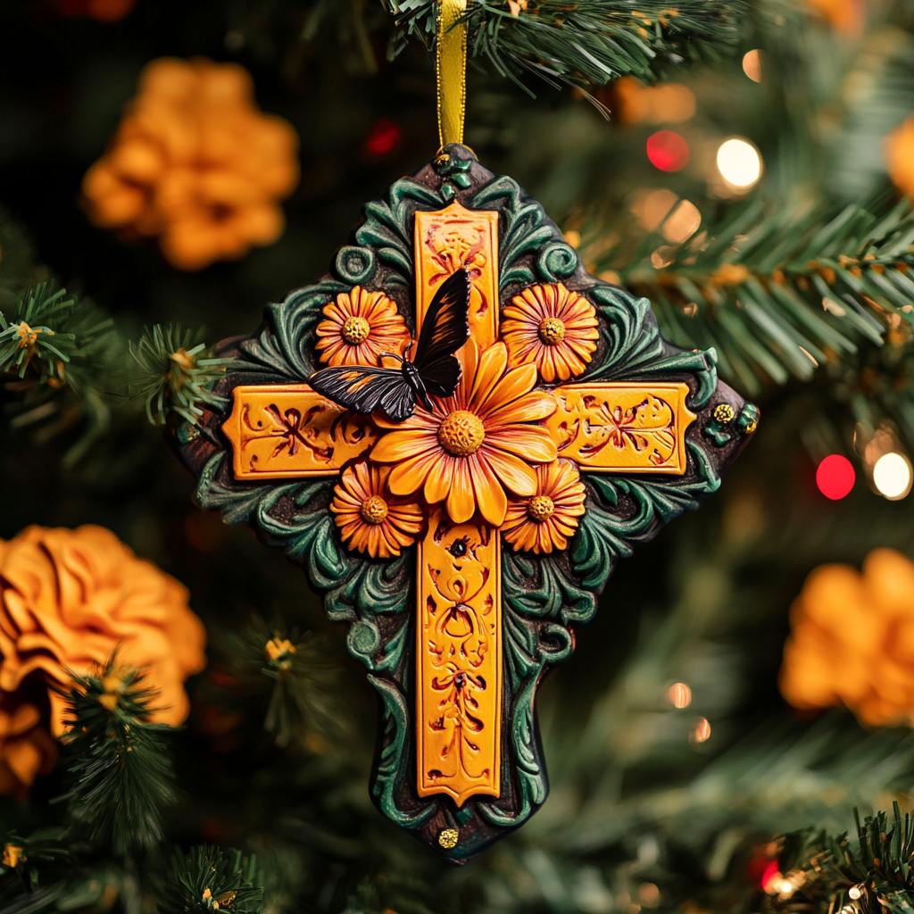 Cross of Flores Mica Ornament NCU0PT114