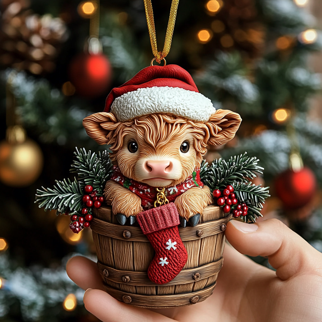 Festive Highland Herd Mica Ornament NCU0DV124
