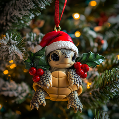 Holiday Tide Turtle Mica Ornament NCU0PT075