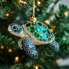 Island Christmas Turtle Mica Ornament NCU0PT076